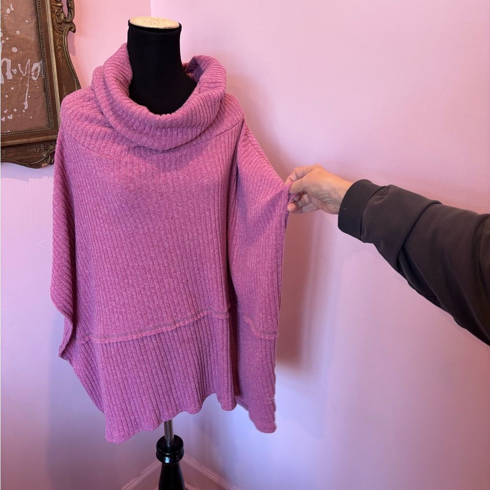 Anthropologie Easel Pink Cowl Neck Bat Sleeve Sweater - Picture 5 of 9